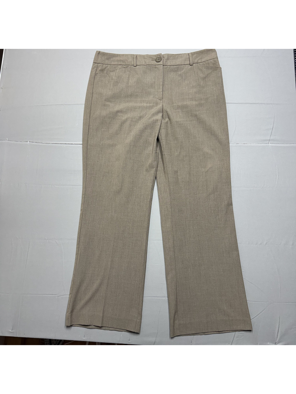 Sag Harbor Womens Stretch Dress Pants Size 16 Beige Taupe Wide Leg Trousers